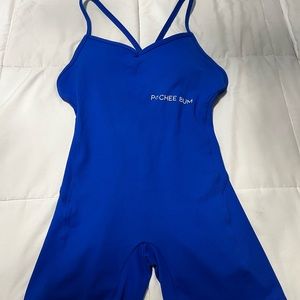 Royal blue open back romper